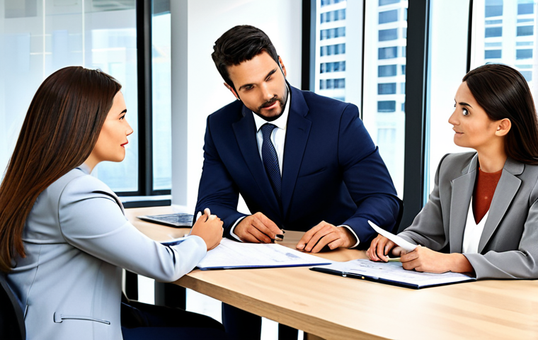 감정평가사의 팀워크와 협업 - **Teamwork & Communication:** "Diverse team of real estate appraisers collaborating around a table r...