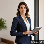 감정평가사의 수익 모델 - **Prompt:** A Portuguese real estate appraiser, a woman in her late 30s with dark, neatly styled hai...