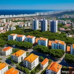 Home 19 감정평가사의 공공 프로젝트 참여 - A detailed aerial view of a modern Brazilian urban neighborhood undergoing revitalization, featuring...